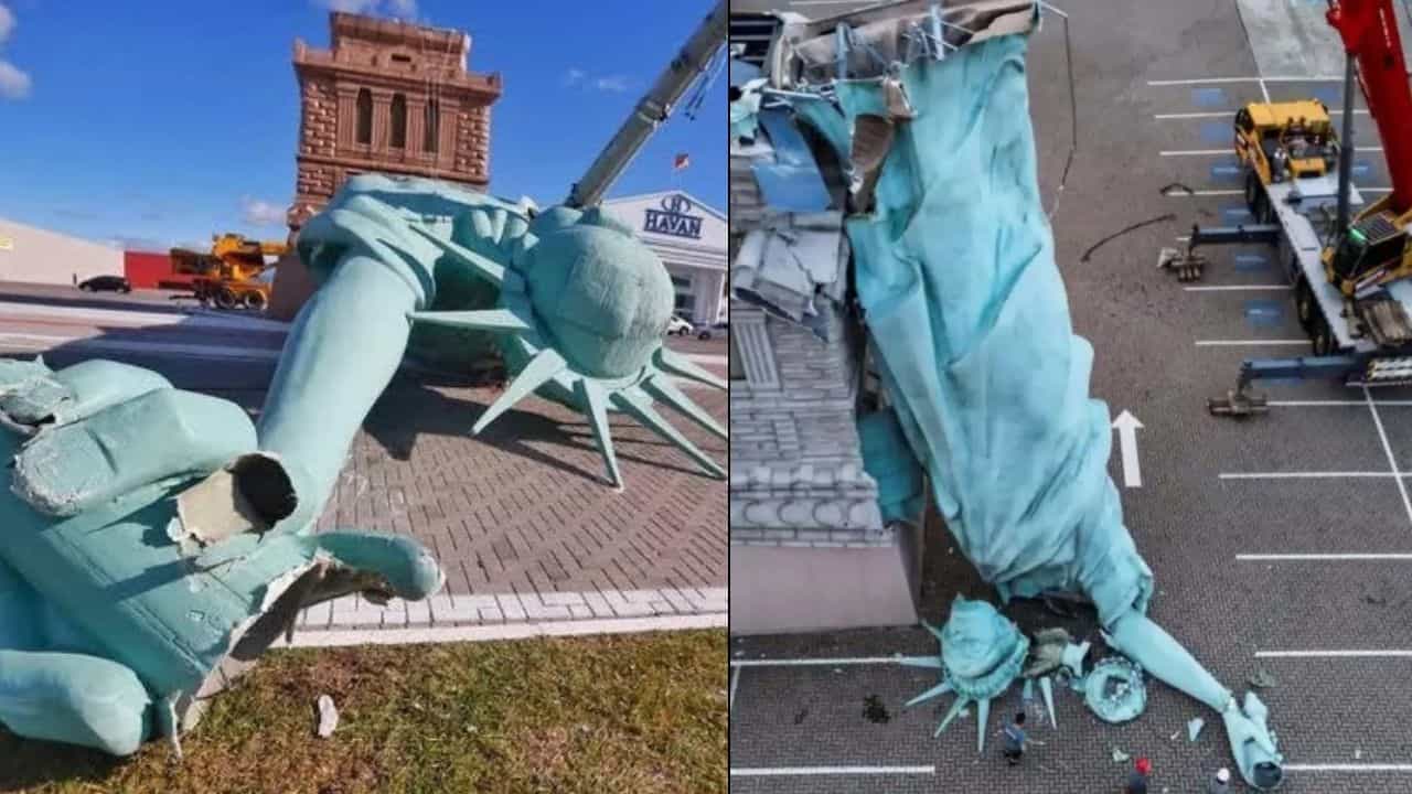 Statue of Liberty Collapses in Southern Brazil After Severe Storm, Viral Video Sparks Probe 1 Statue of Liberty Collapses in Southern Brazil